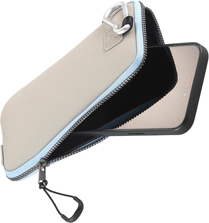 OneJoy Phone Sleeve Lightweight Cell Phone Pouch for Mobile Protection, Slim Fit and Durable, with Clip-on for Easy Carrying, Enough for 6.1" to 6.9" Cellphone [ Beige ] - Image 2
